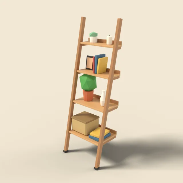Ladder bookshelf leaning
