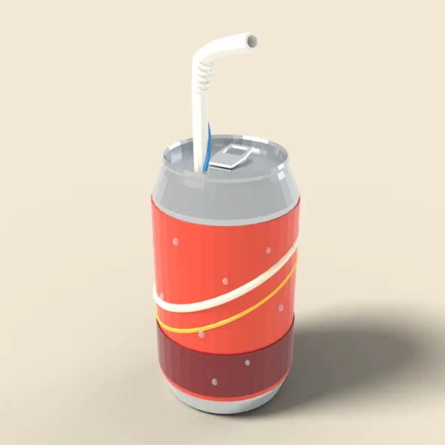 Soda can with straw