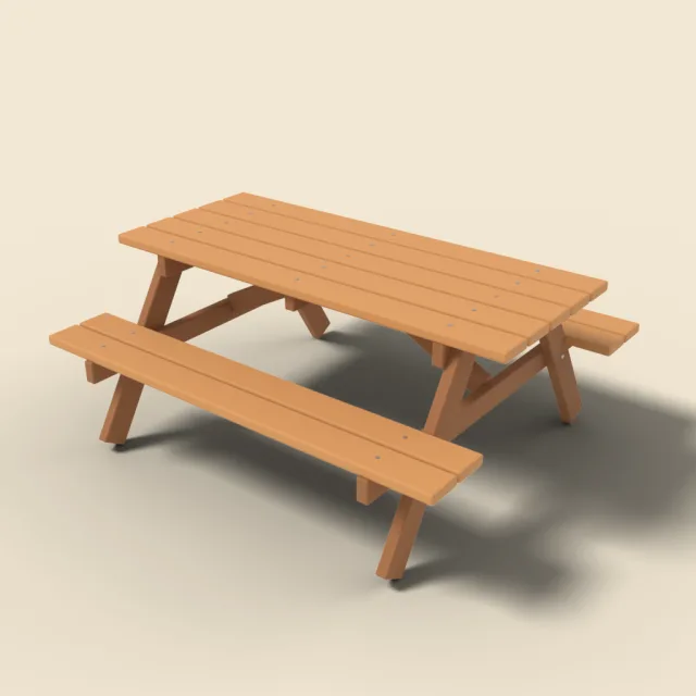 Large picnic table with attached benches