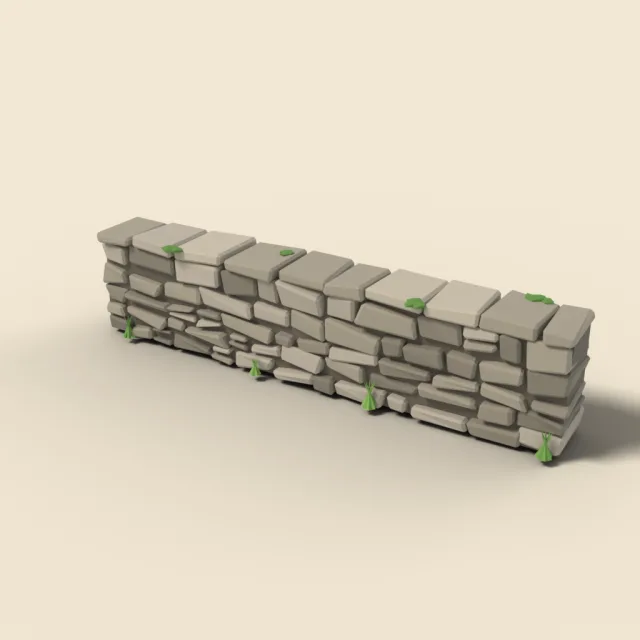 Low dry-stone wall straight