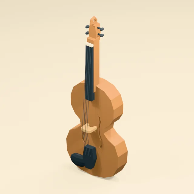 Violin with open f-holes and four supported strings