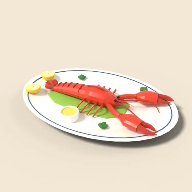 Boiled lobster on a plate
