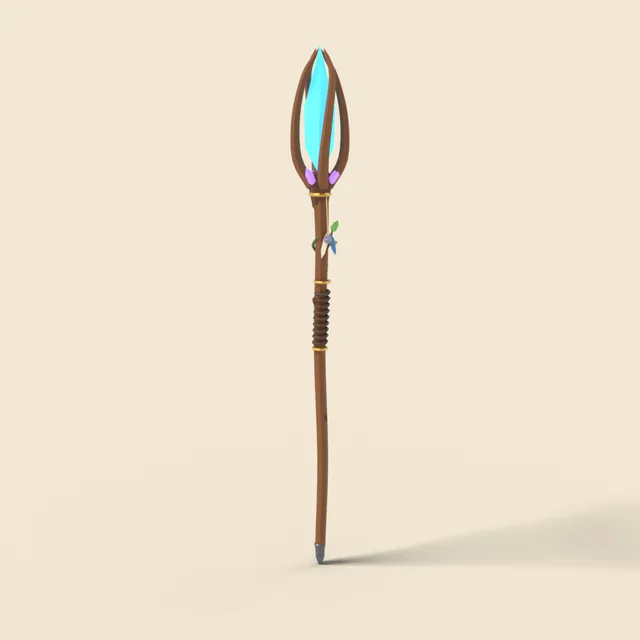 Wizard staff with crystal head
