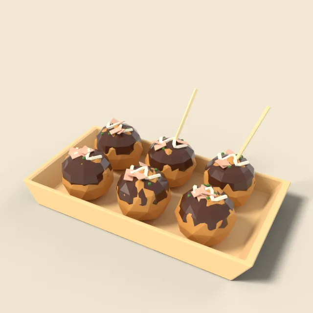Takoyaki on a skewer tray