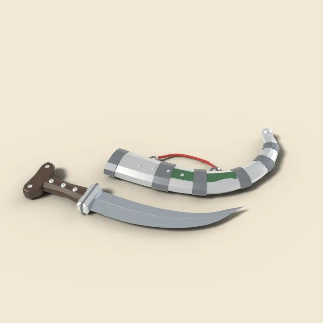 Curved Arabian jambiya with silver sheath