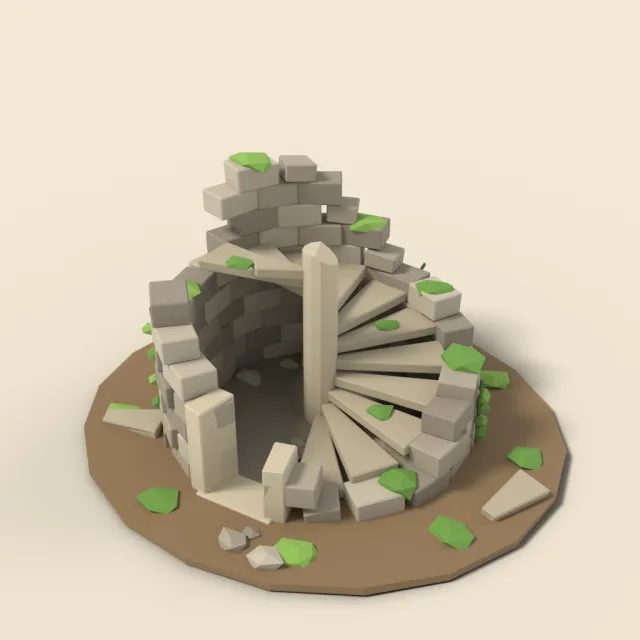 Broken spiral staircase stump