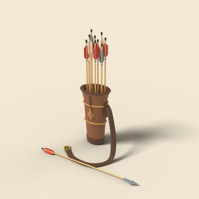 Leather hip quiver with arrows