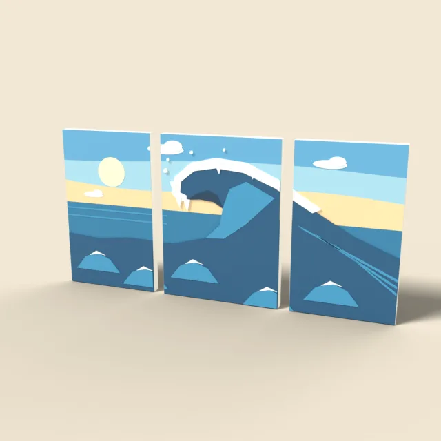 Triptych canvas set of ocean waves