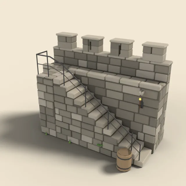 Town wall section with stairs to wall-walk