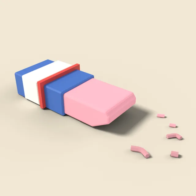 Rectangular pink rubber eraser