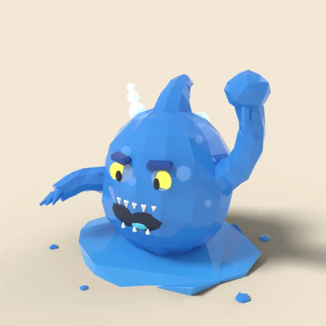 Blue water slime with bubbles