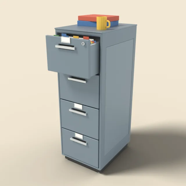 Filing cabinet with four drawers