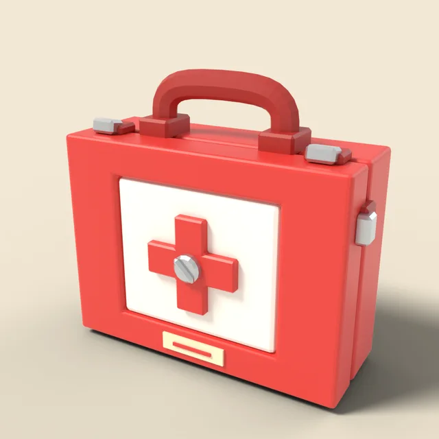 First aid kit case with cross latch