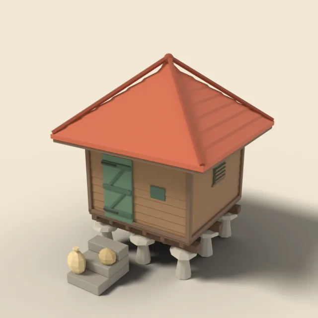 Raised granary on stone mushrooms