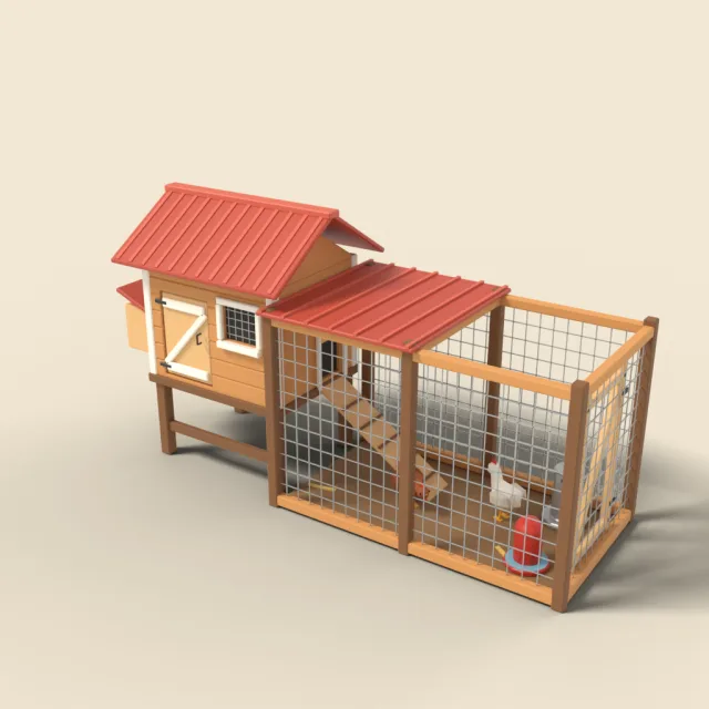 Chicken coop with fenced run