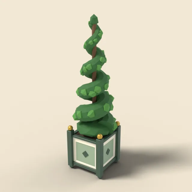Topiary spiral in square planter