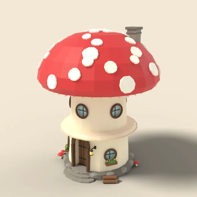Red-cap toadstool tower house