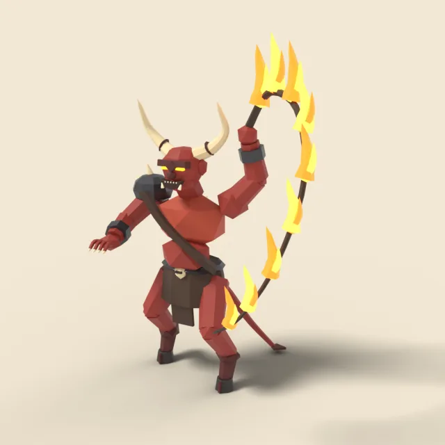 Horned demon with flaming whip