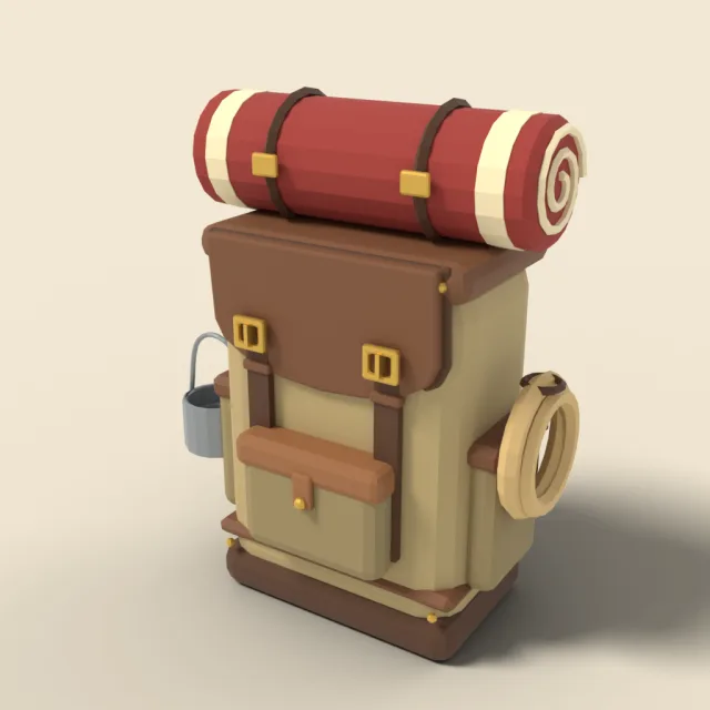 Adventurer backpack with bedroll