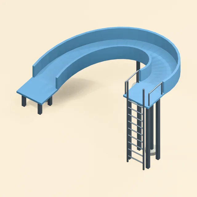 half_turn_waterslide_continuous_recreation_assembly