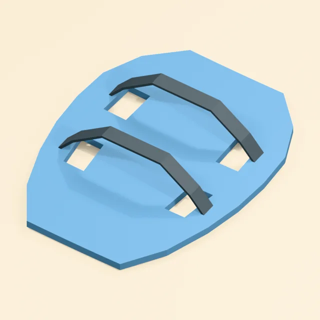 Vented swimming hand paddle with two captured finger straps