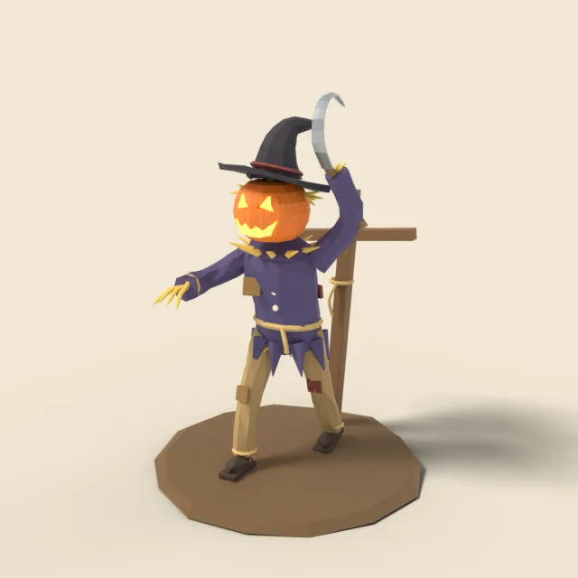 Pumpkin head scarecrow monster