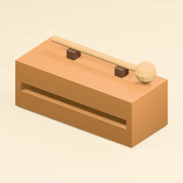 Slit percussion wood block with resting mallet