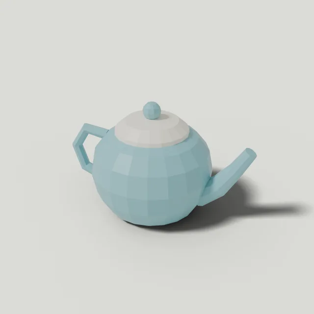 Round glazed teapot with curved spout