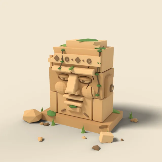 Ancient stone face carving