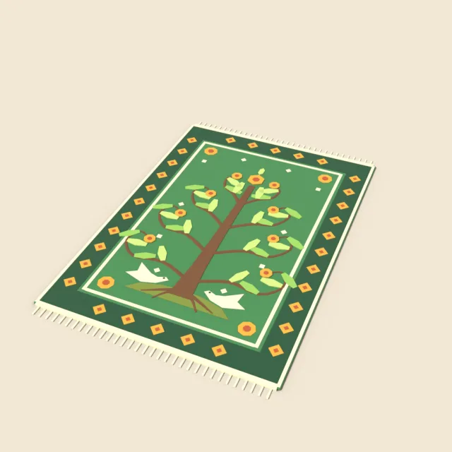 Tree of life woven rug in green
