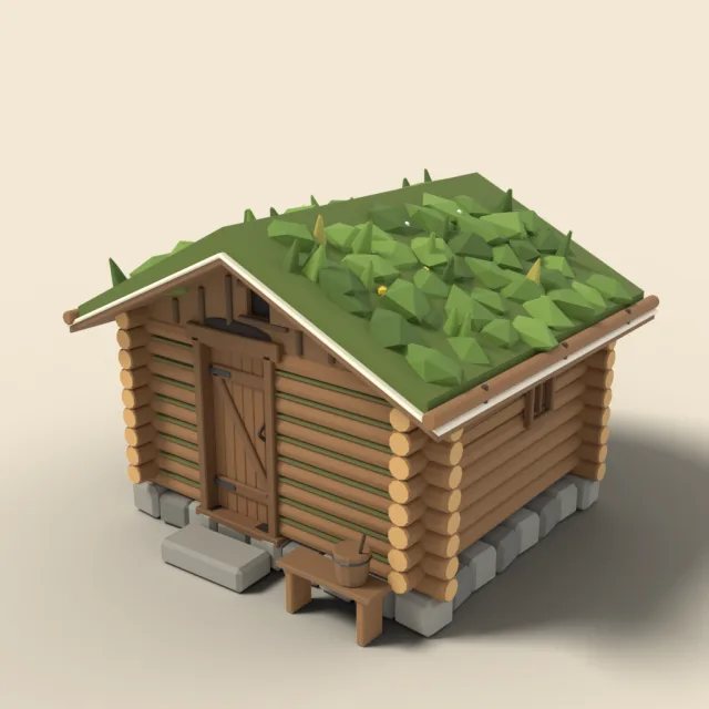 Smoke sauna with sod roof