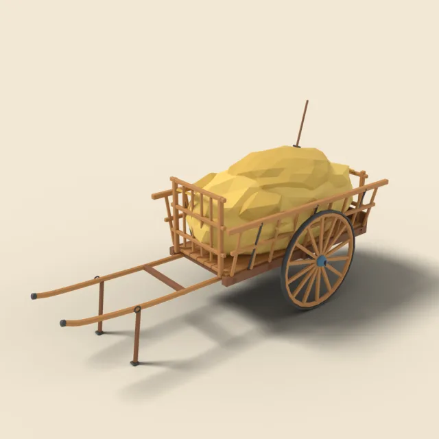 Wooden hay cart with large wheels