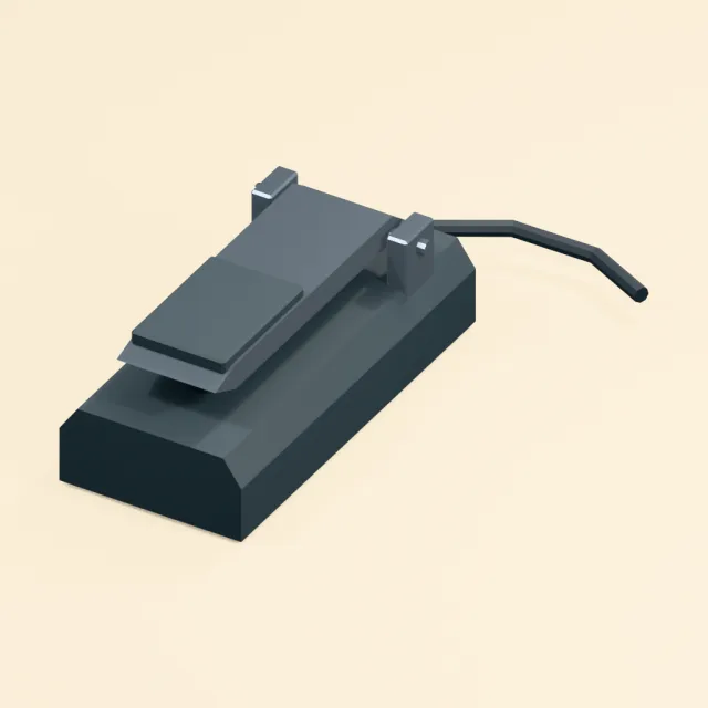 Piano sustain pedal with heel hinge and captive cable