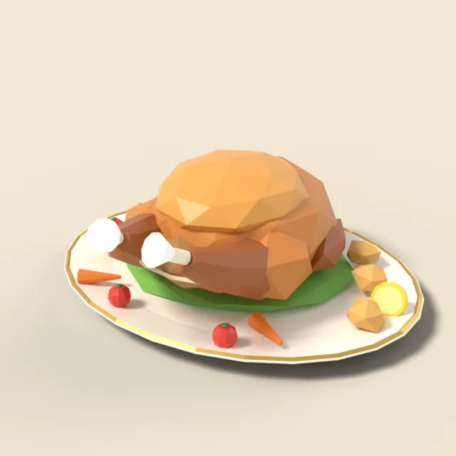 Roast turkey on platter