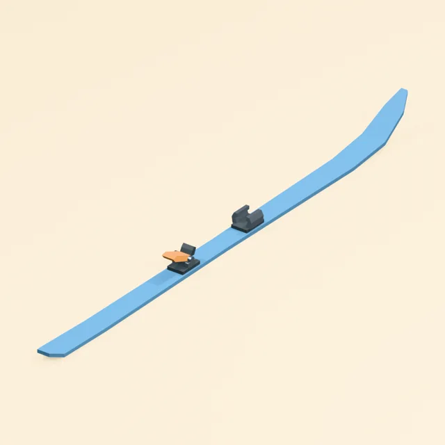 Alpine ski with toe jaws and heel binding