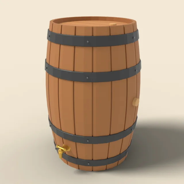 Oak barrel with iron hoops