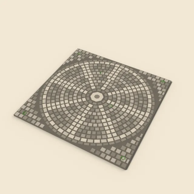 Cobblestone plaza tile with radial pattern
