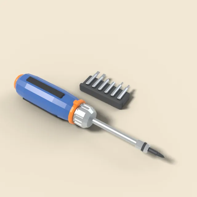 Ratcheting screwdriver with bits