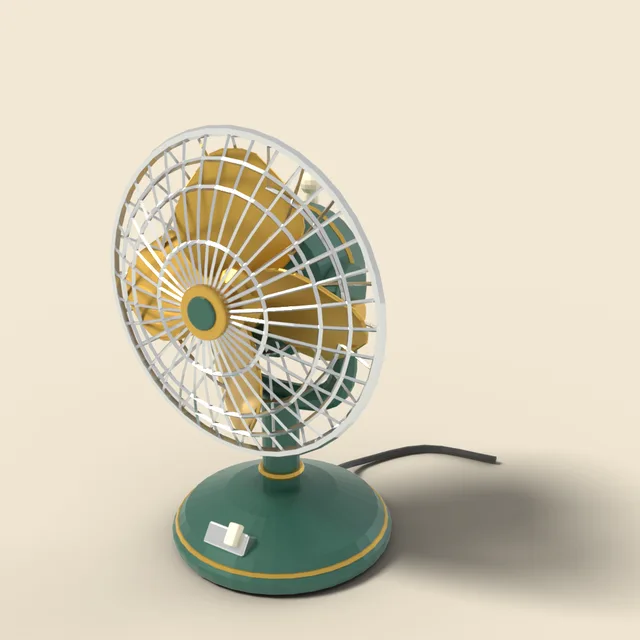 Desk fan with metal cage