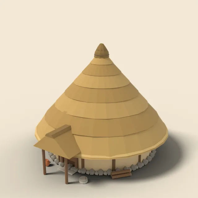 Celtic roundhouse with conical thatch