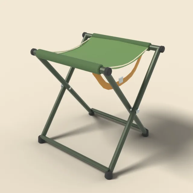 Folding camp stool with canvas seat