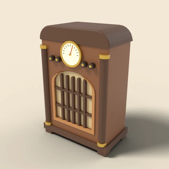 Wooden console radio