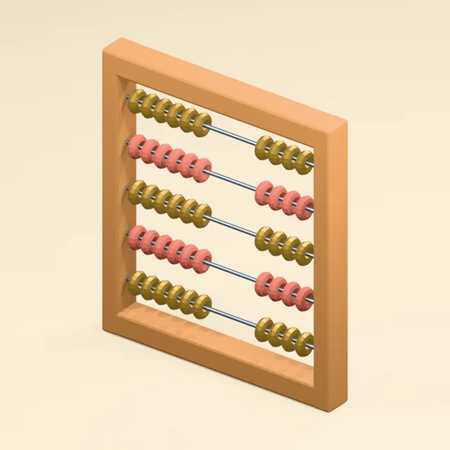 Five-row wooden counting frame