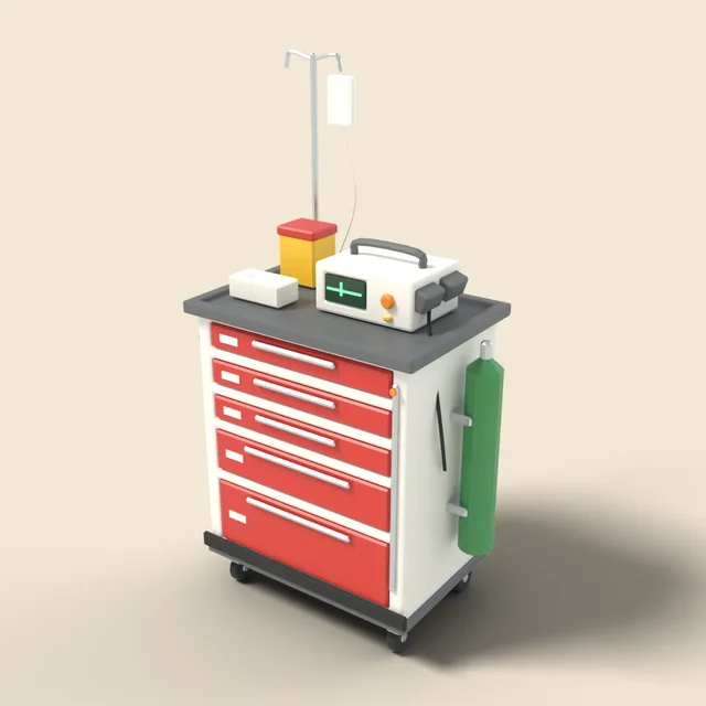 Emergency crash cart with drawers