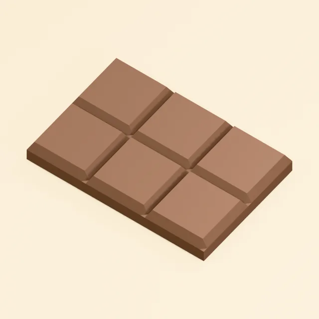 Six-block chocolate bar with integrated snap grooves