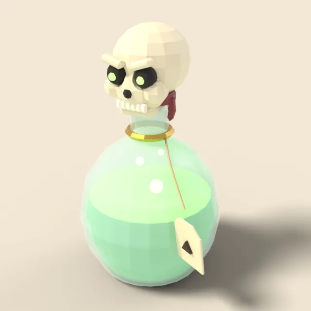 Potion bottle with skull stopper