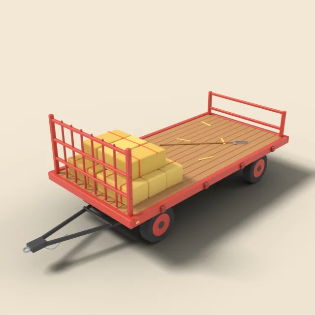 Flatbed hay wagon