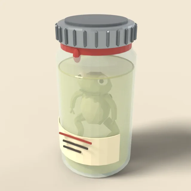 Specimen jar with preserved creature