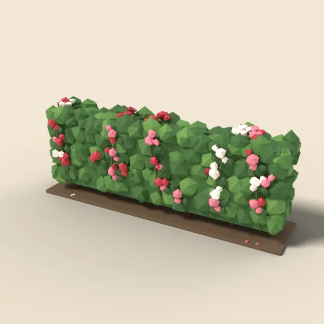 Hedge with climbing roses