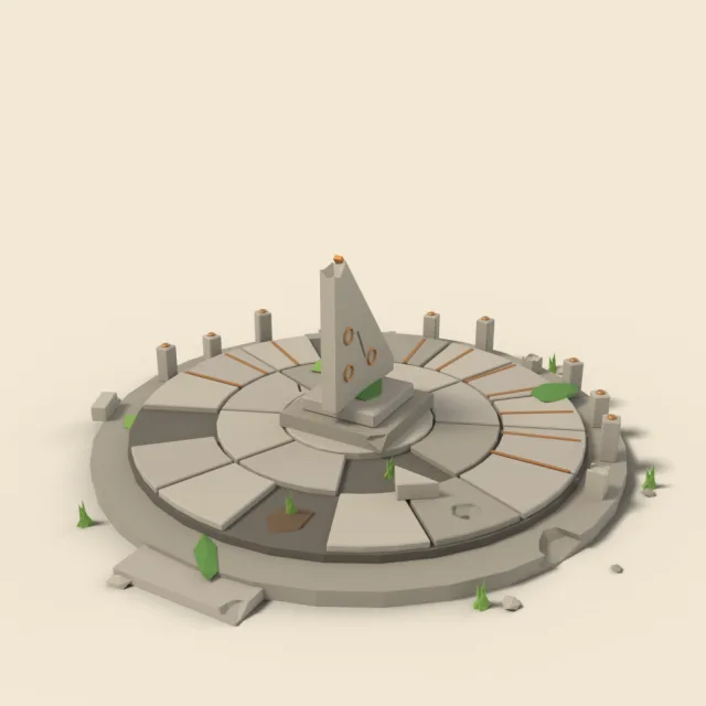 Ancient sundial plaza ruin